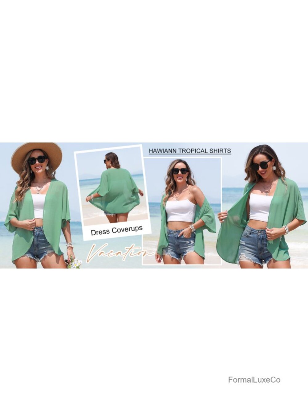 Lightweight Chiffon Cardigan Puff Sleeve Loose Beach Cover Up Blouse Top - Picture 6 of 6